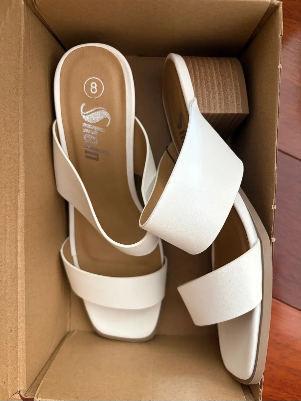 White Double-Strap Wide-Fit Block Heels
